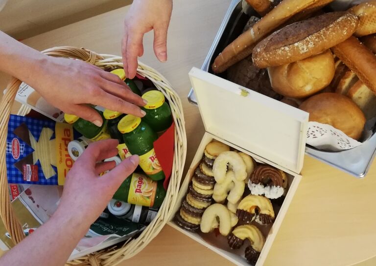 Frühstückskorb für die Mitarbeiterinnen.