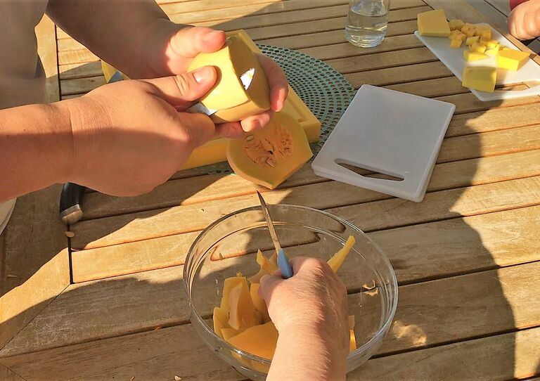 Herbststart mit Kürbisernte