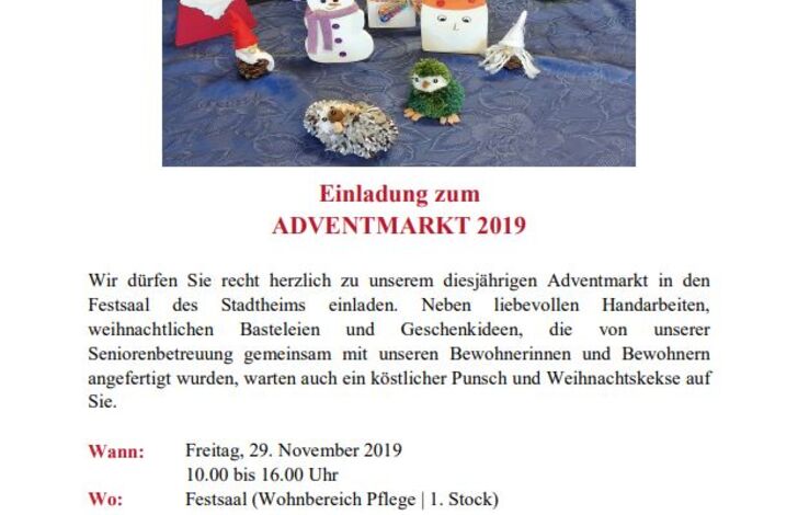 Programm des Weihnachtsbastelmarktes.