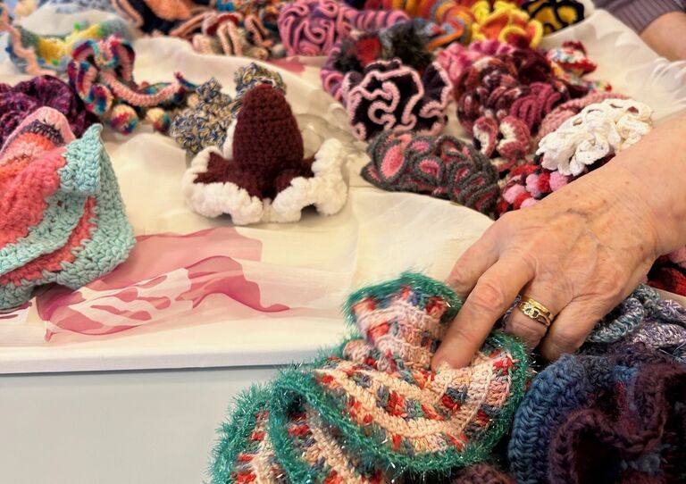 Gemeinsam schufen unsere Bewohner*innen ihr ganz eigenes gehäkeltes Korallenriff Gemeinsam schufen unsere Bewohner*innen ihr ganz eigenes gehäkeltes Korallenriff