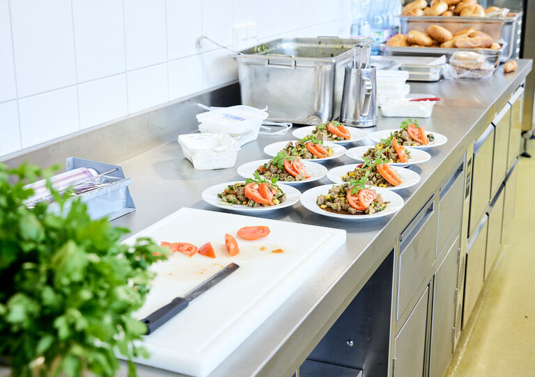 Zubereitete Speisen in der Küche