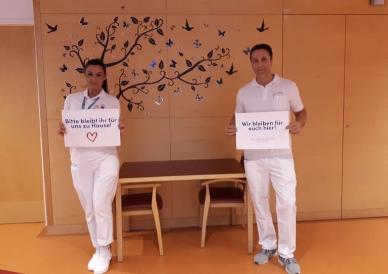Wir bleiben für euch hier! Bitte bleibt ihr für uns zu Hause.