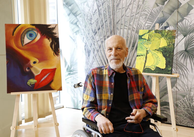 Ludwig Guttmann ist Bewohner unseres Hospiz Camillus im Pflegekrankenhaus Seeböckgasse, wo seine Kunstwerke bis zum 30. Juni ausgestellt werden