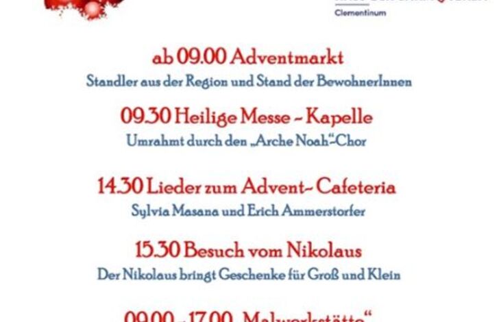 Programm des Weihnachtsbastelmarktes.
