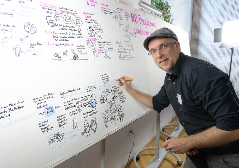 Freihandzeichner Alexander Czernin bereitete die Veranstaltung grafisch auf Freihandzeichner Alexander Czernin bereitete die Veranstaltung grafisch auf